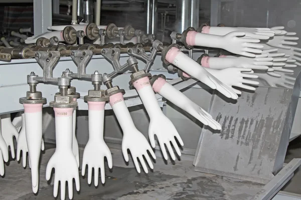 Acrylonitrile butadiene gloves production line — Stock Photo, Image