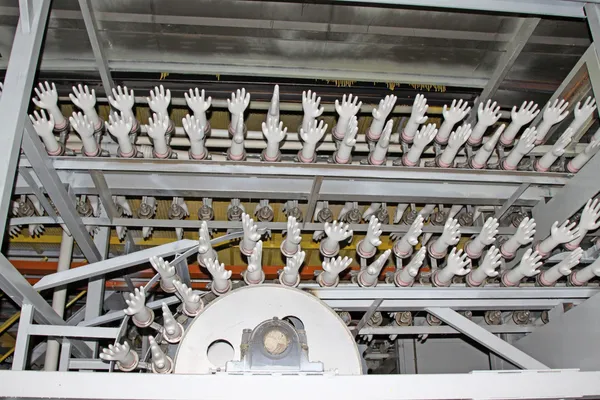 アクリロニ トリル ・ ブタジエン ・手袋製造ライン — ストック写真