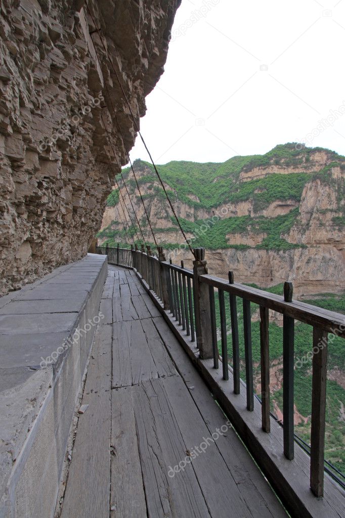 wooden road in China mountains