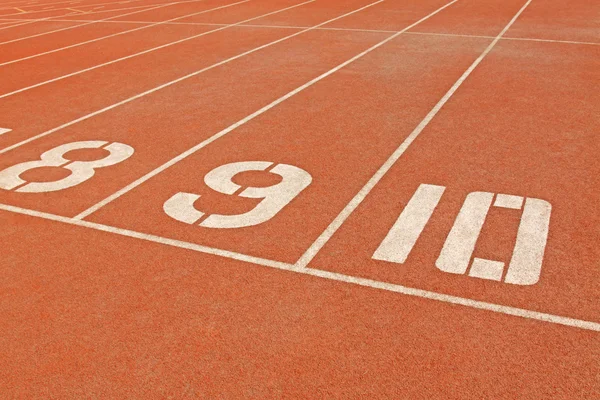 Pistas de carreras en el estadio deportivo — Foto de Stock