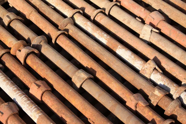 Steel tube components in a construction site — Stock Photo, Image