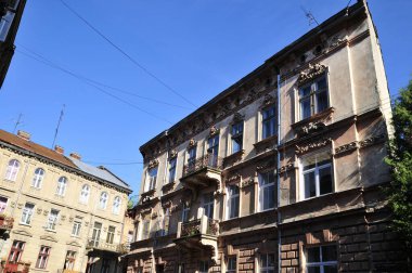 Eski şehir Lviv 'in mimarisi.