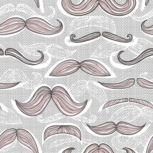 Trendy mustache seamless pattern — Stock Vector