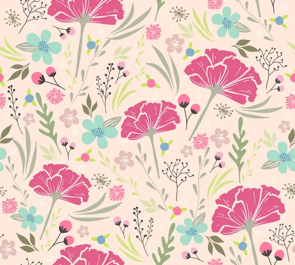 Seamless floral pattern. Background with flowers and leafs. — Stock Vector