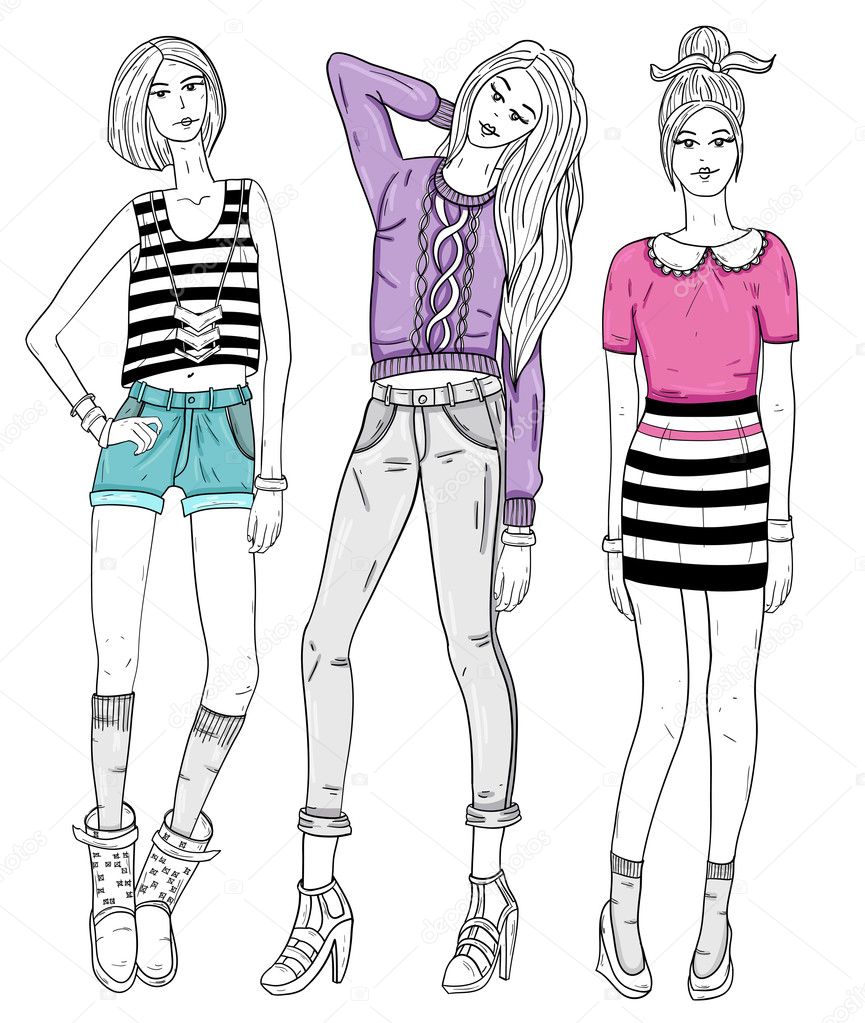 Young fashion girls illustration