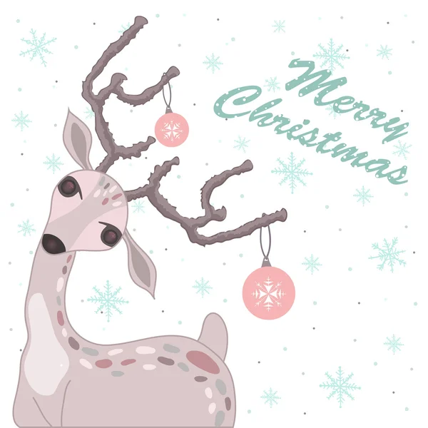 Christmas card with deer — Stock Vector