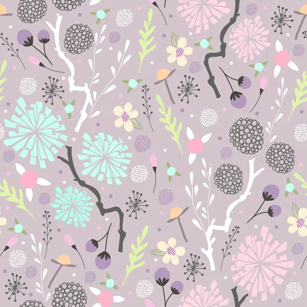 Seamless floral pattern. Background with flowers and leafs. — Stock Vector