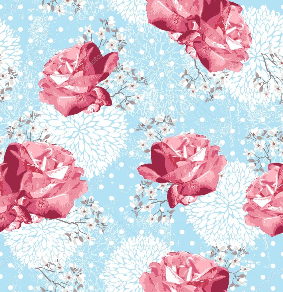 Seamless pattern with flowers Floral background with roses and
