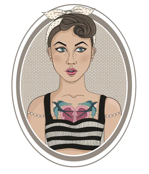 Linda chica de moda rockabilly estilo — Vector de stock