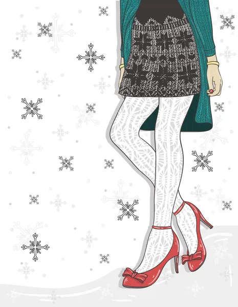 Carino sfondo moda inverno. — Vettoriale Stock