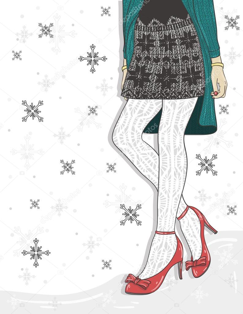 Cute winter fashion background.