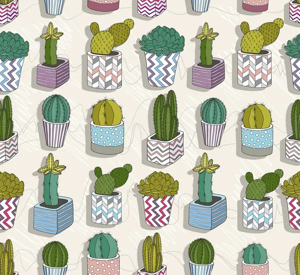 Lindo patrón de cactus sin costura — Archivo Imágenes Vectoriales