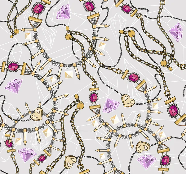 Bezešvé pastelové šperky náhrdelník kaleidoskop vzorek. poz — Stockový vektor
