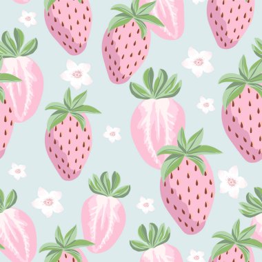 Seamless pattern with strawberries. Cute berry background for fabric, wrapping, textile, wallpaper, apparel. Vector illustration.