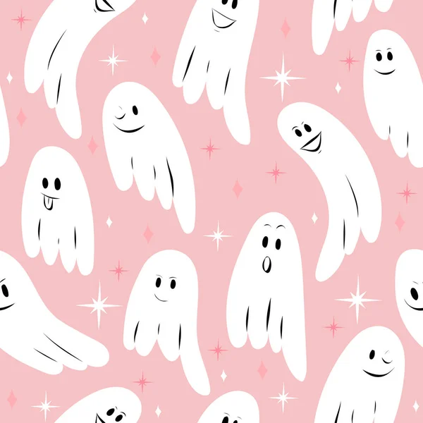Söt Spöklik Sömlöst Mönster Halloween Vektor Illustration — Stock vektor