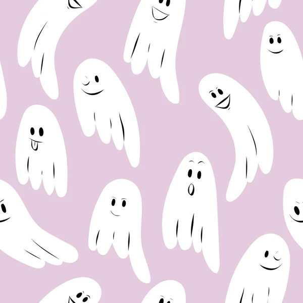 Padrão Sem Costura Fantasma Bonito Ilustração Vetor Halloween —  Vetores de Stock