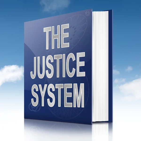 Justitie systeem tekst boek. — Stockfoto