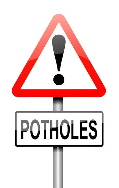 Potholes warning sign. — Stock Photo, Image