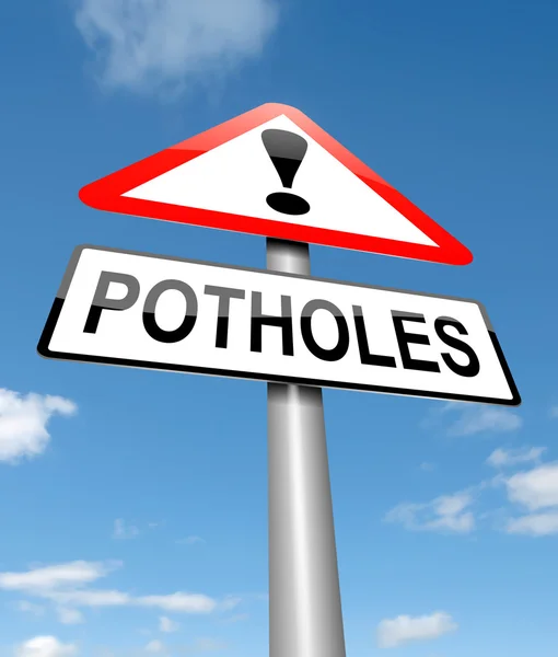 Potholes warning sign. — Stock Photo, Image