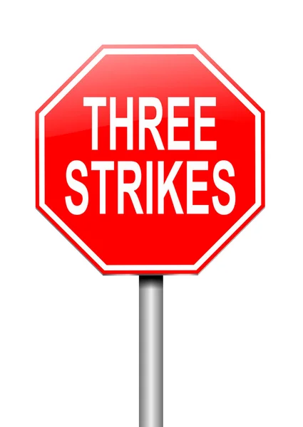 Three strikes concept. — Stock Photo, Image