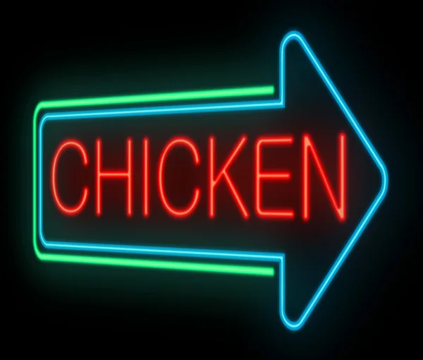 Insegna pollo al neon . — Foto Stock