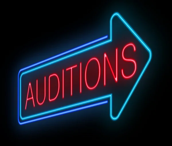 Neon auditions sign. — Stok fotoğraf
