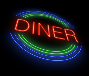 Neon restoranın işareti.