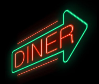 Neon restoranın işareti.