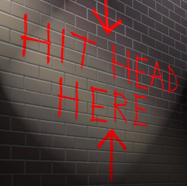 Hit your head against brick wall. clipart
