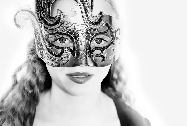 Photo of girl face in a mask — Stock Photo, Image