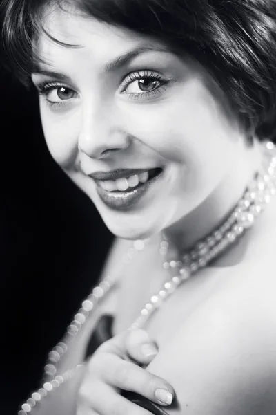 Black and white retro portrait of woman — Stock Photo, Image