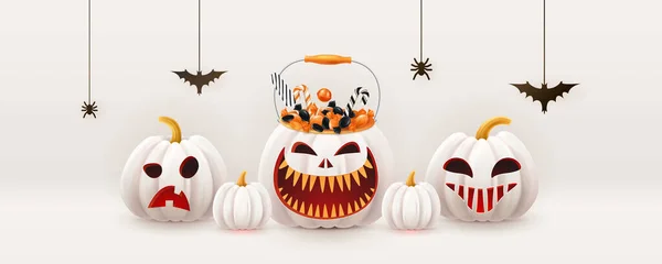 Halloween Fond Citrouilles Ensemble Carte Voeux Pour Fête Vente Vacances — Image vectorielle