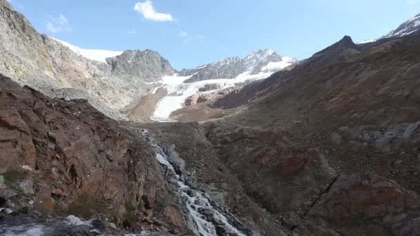 Panorama över Palla Bianca-regionen med glaciärer i stark reträtt — Stockvideo