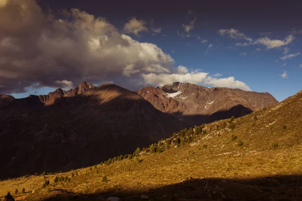 Panorama Atardecer Los Picos Glaciares Frontera Entre Italia Austria Punta — Foto de Stock