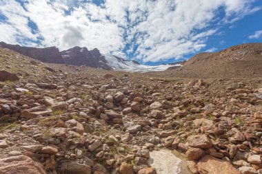 View of moraines of the Barba dOrso glacier, Vallelunga, Alto Adige - Sudtirol, Italy. Popular mountain for climbers