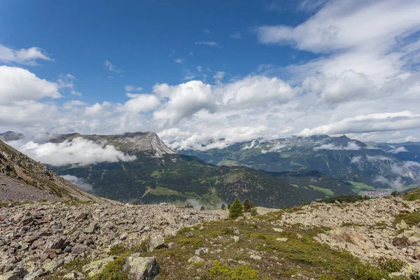 Majestuoso Panorama Alpino Verano Frontera Entre Suiza Italia Austria Resia — Foto de Stock