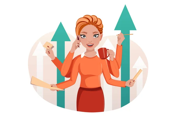 Business Vision Target Business Woman Leader Arrow Success Career Vector — Stock Vector