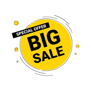 Vektör sarı daire pankartı. Kara Cuma siber pazartesisi reklam satışı için tasarım elemanı.