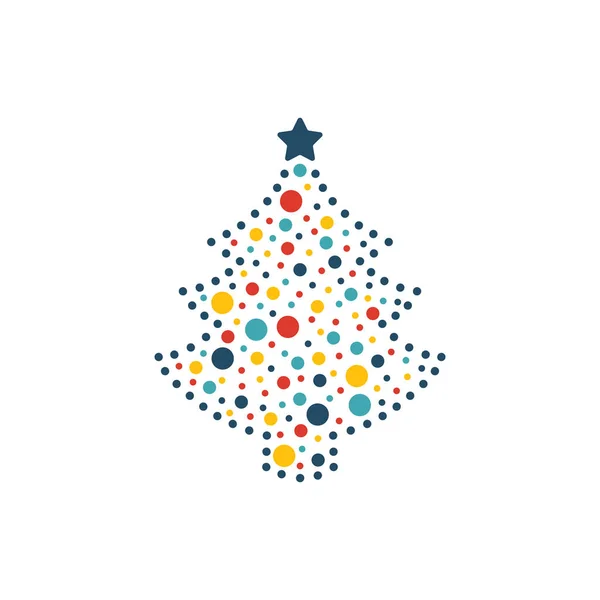 Feliz árbol de Navidad. Elementos navideños para tarjetas de felicitación. — Archivo Imágenes Vectoriales