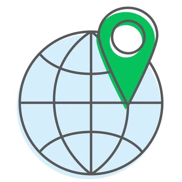 지구의 위치를 나타내는 간단 한 아이콘입니다. 전 세계적으로 Gps. 항행 설계. — 스톡 벡터