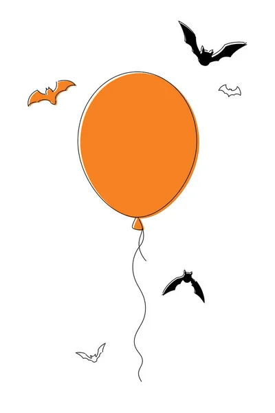 Balão laranja com morcegos em um fundo branco. — Vetor de Stock