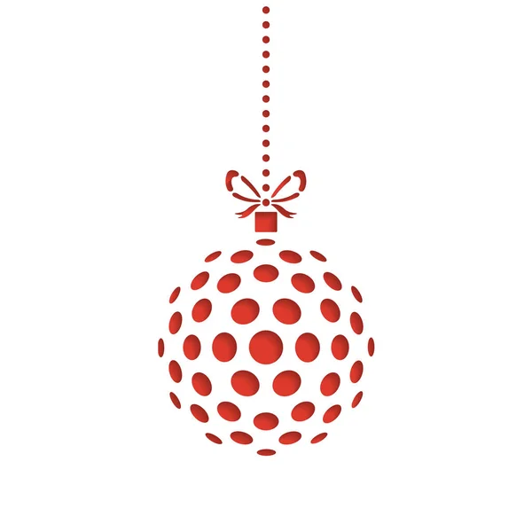 Adorno rojo de Navidad en fondo blanco. Plantilla de vector simple para corte láser. — Archivo Imágenes Vectoriales