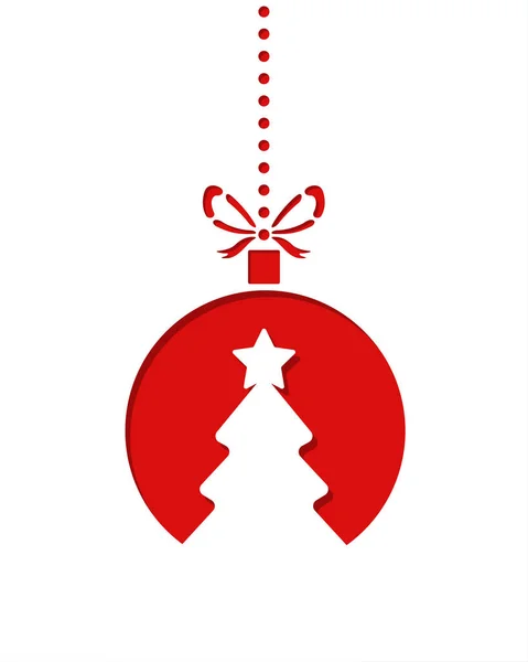 Adorno Rojo Simple Navidad Silueta Árbol Navidad Hecha Papel Dentro — Archivo Imágenes Vectoriales