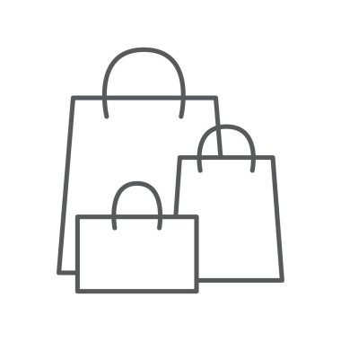 Üç alışveriş çantalı basit vektör simgesi.