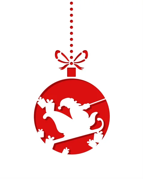 Adorno de Navidad con Santa Claus está volando en trineo. Plantilla para corte por láser. — Archivo Imágenes Vectoriales