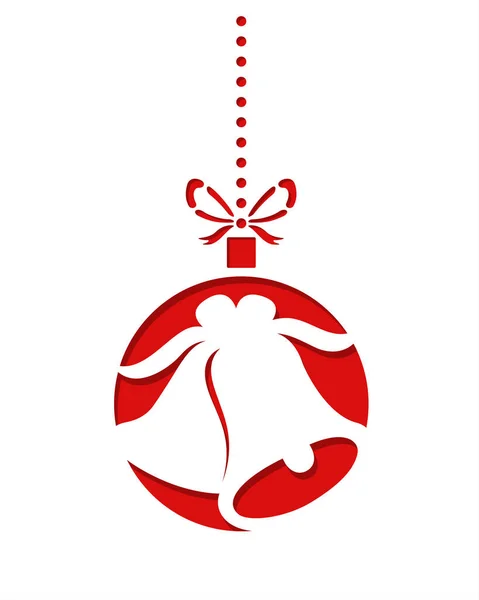 Adorno rojo de Navidad con silueta de campanas. Tarjeta de felicitación navideña. Plantilla para corte por láser. — Archivo Imágenes Vectoriales