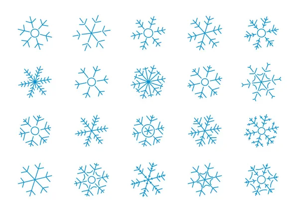 Conjunto de iconos de línea vectorial con copos de nieve simples. — Archivo Imágenes Vectoriales