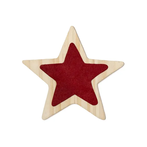 Forma de estrella de madera con color rojo aislado sobre un fondo blanco. —  Fotos de Stock