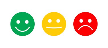 Beyaz üzerinde simge simgeleri olan üç farklı geri bildirim. Basit vektör emojisi. Düzenlenebilir vuruş.