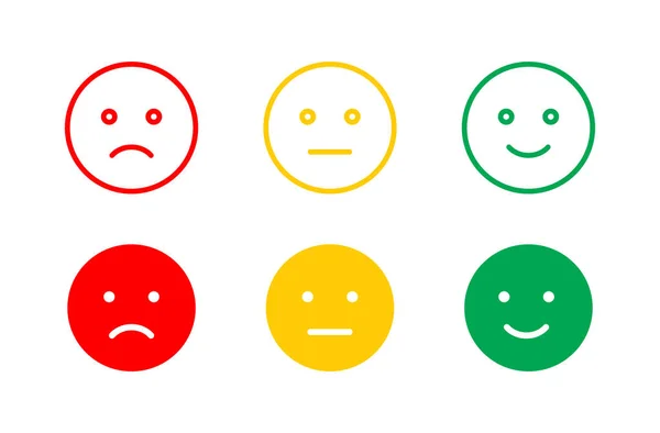 Feedback-Emoticons skalieren. Flache Cartoon-Illustration mit Emoji-Glückslevel. — Stockvektor